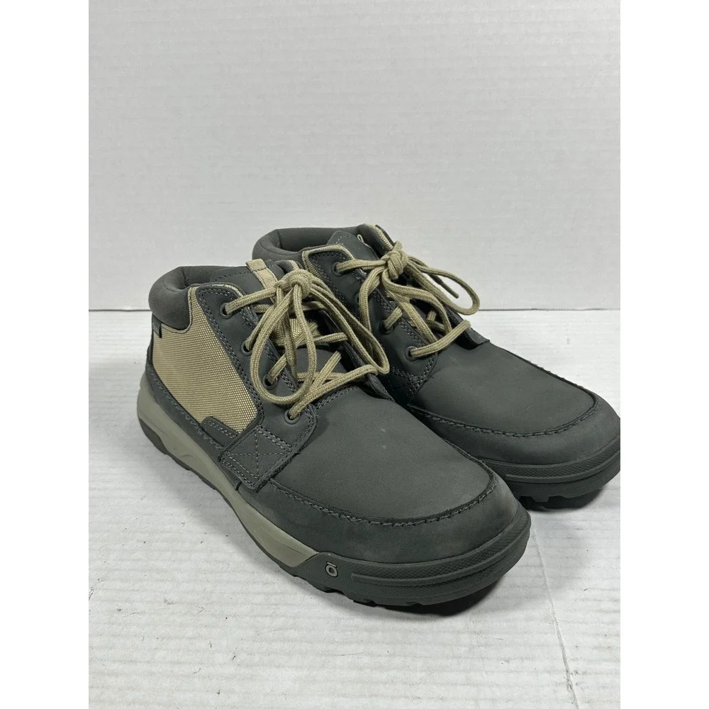 Oboz Burke Mid Mens 10.5 Gray Tan Nubuck Leather Hiking Shoes GW79201NI0423M
